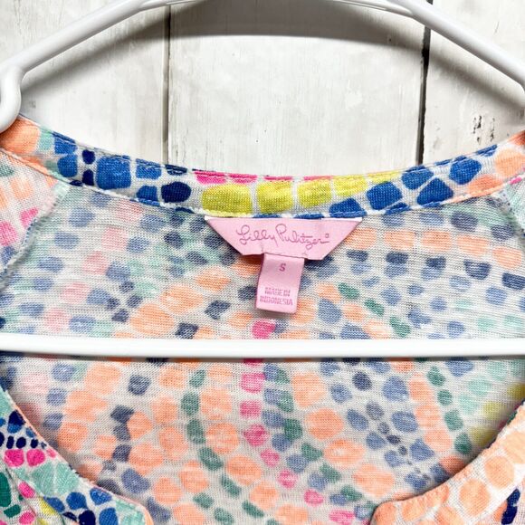 LILLY PULITZER Women's Size Small 100% Linen Tropical Pink Floral Long Sleeve - Picture 2 of 5